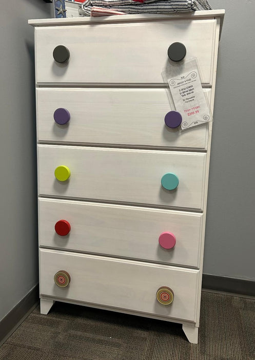 5 drawer Chest - washed white - select your knobs