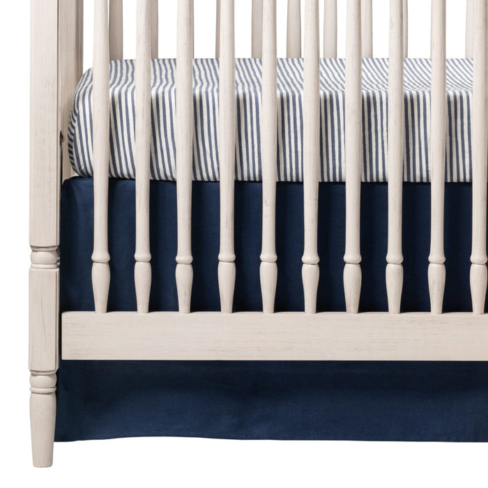 Liz and Roo Navy Linen Crib Rail Cover with Knot Ties