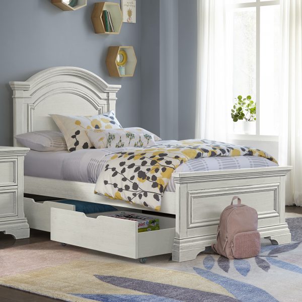 Olivia Twin Bed with Storage Drawers Brushed White - $499 Floor Model Only