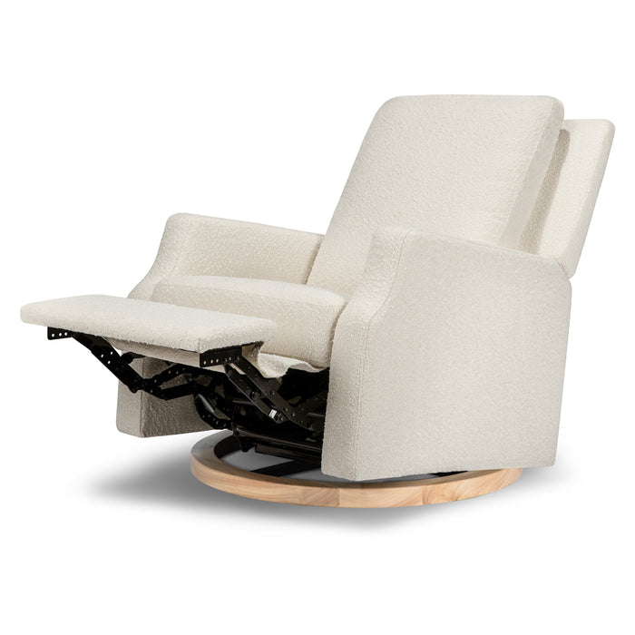 M22287WBLB,Namesake,Crewe Recliner and Swivel Glider in Ivory Boucle w/Light Wood Base