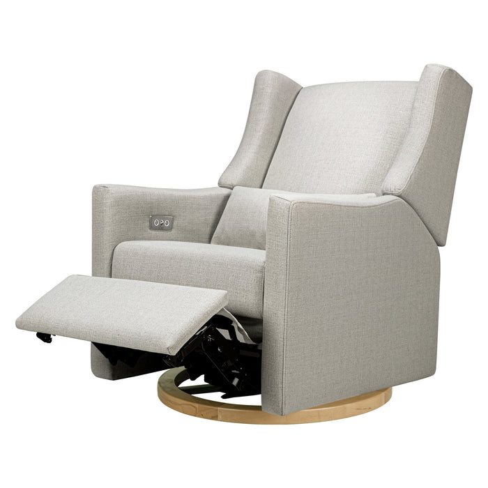 M11288PFETLB,Babyletto,Kiwi Glider Recliner w/ Electronic Control and USB in Performance Frost Eco-Twill w/Light Wood Base