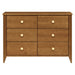 M10326CTN,Babyletto,Sprout 6-Drawer Double Dresser in Chestnut and Natural