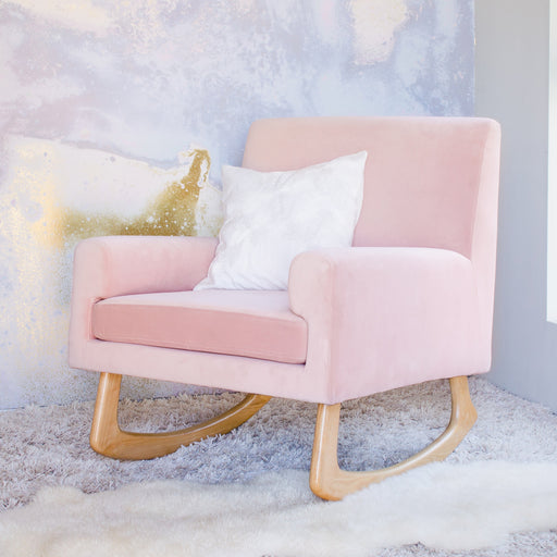 1085BPV,Nursery Works,Sleepytime Rocker in Blush Velvet w/Light Legs