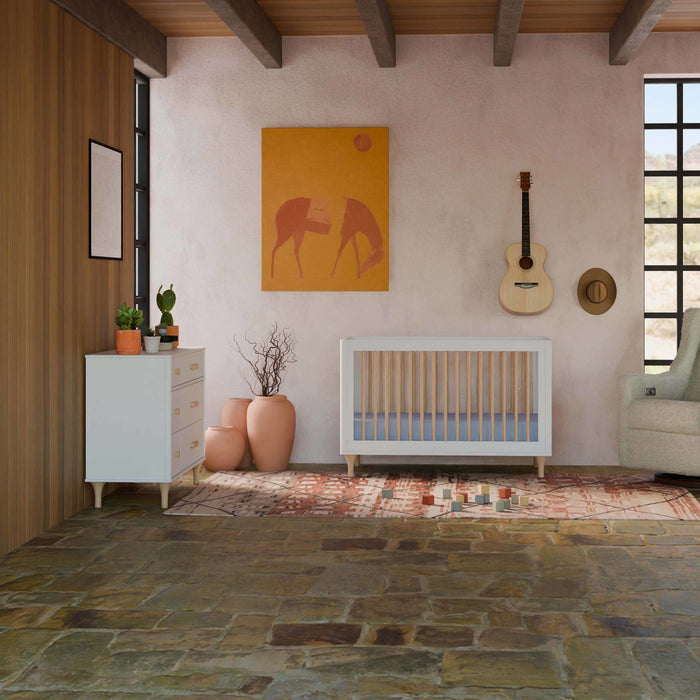 M9001WN,Babyletto,Lolly 3-in-1 Convertible Crib w/Toddler Bed Conversion Kit in White/Natural