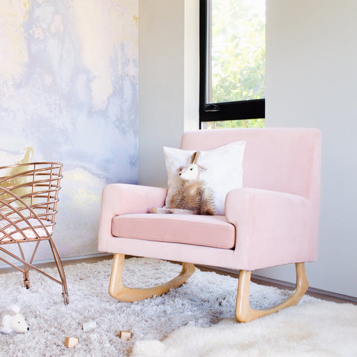 1085BPV,Nursery Works,Sleepytime Rocker in Blush Velvet w/Light Legs
