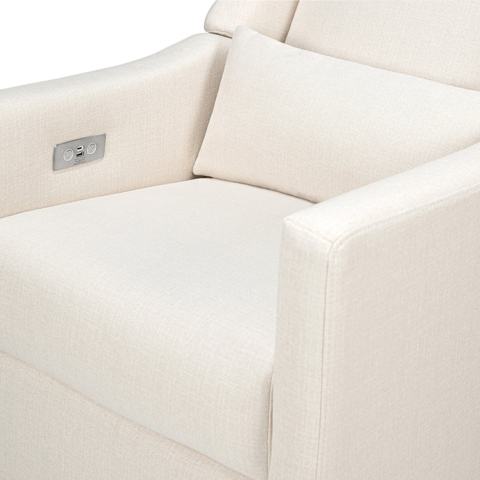 M11288PNETLB,Babyletto,Kiwi Glider Recliner w/ Electronic Control and USB in Performance Natural Eco-Twill w/Light Wood Bas