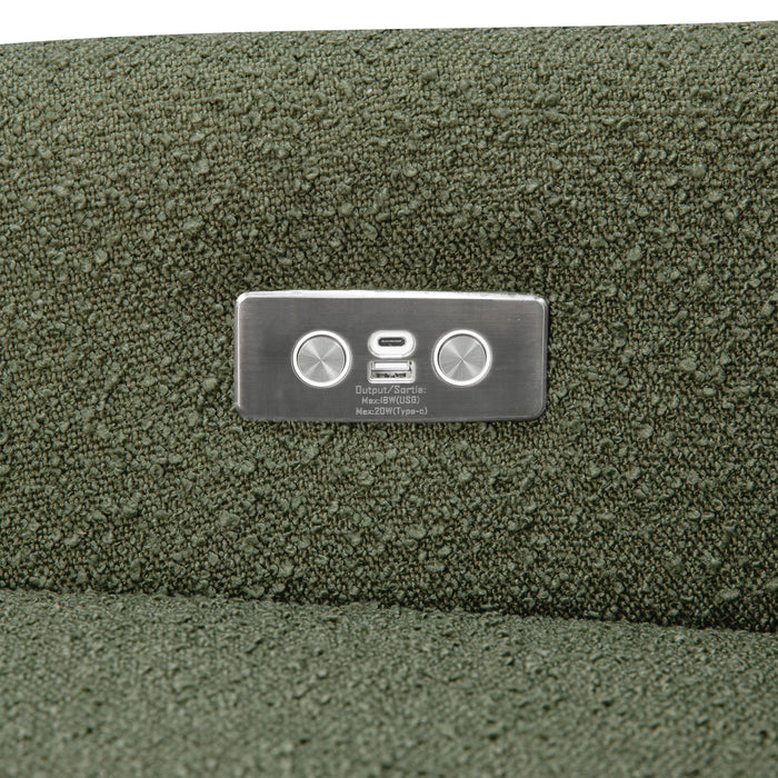 M11288OBLB,Babyletto,Kiwi Glider Recliner w/ Electronic Control and USB in Olive Boucle w/Light Wood Base