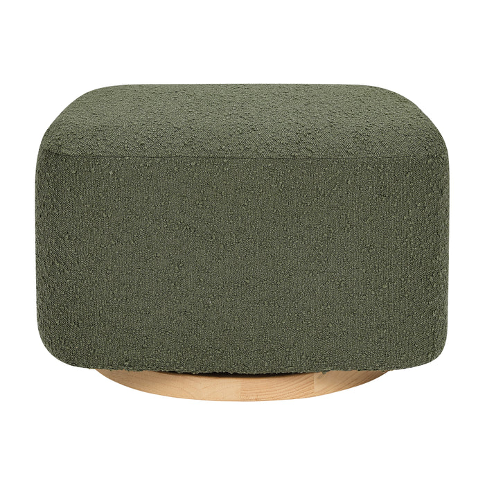 M26385OBLB,Babyletto,Kiwi Gliding Ottoman in Olive Boucle w/ Light Wood Base