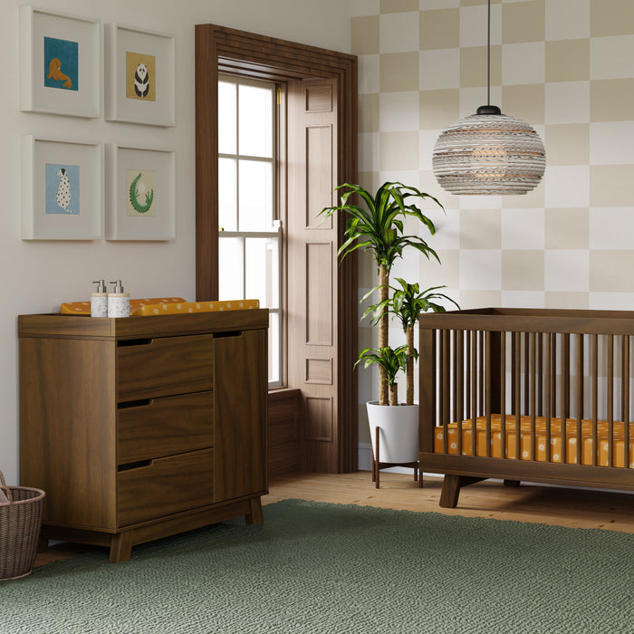 M4223NL,Babyletto,Hudson 3-Drawer Changer Dresser w/Removable Changing Tray in Natural Walnut