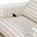 M22287TGHLB,Namesake,Crewe Recliner and Swivel Glider in Tan Gingham with Light Wood Base