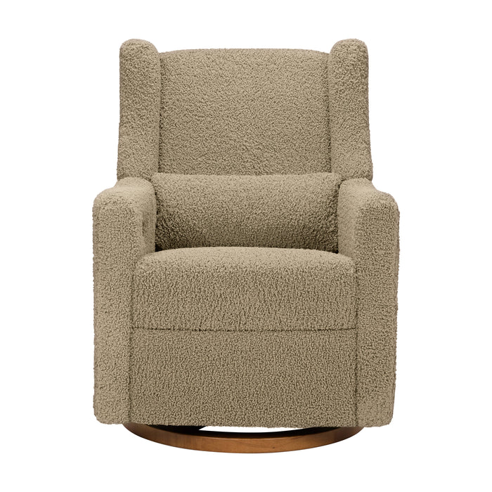 M11288LTDB,Babyletto,Kiwi Glider Recliner w/ Electronic Control and USB in Latte Teddy Loop w/ Dark Wood Base