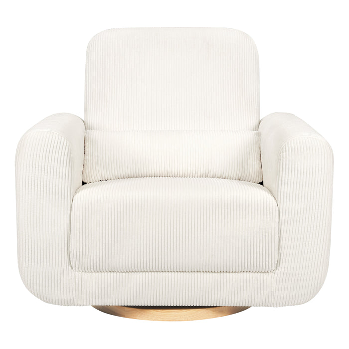 M10287YCLB,Babyletto,Tuba Glider in Ivory Corduroy with Light Wood Base