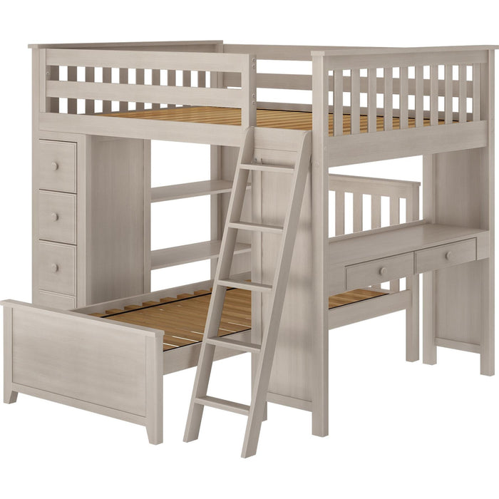 Jackpot Deluxe Mayfair Full over Twin L-Shape Bunk with Desk + Storage