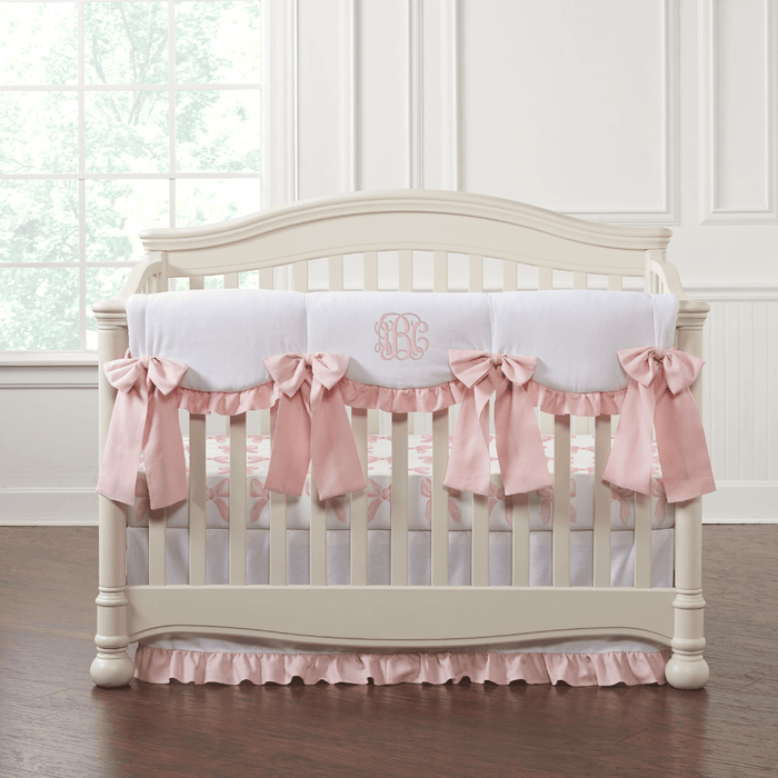 Liz and Roo All White and Petal Pink Bows Sheet 7-pc. Set