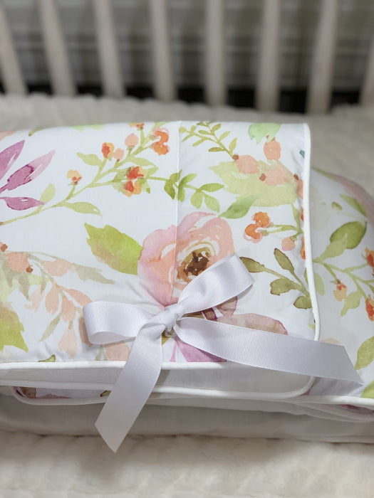 Liz and Roo Blush Watercolor Floral Crib Rail Cover