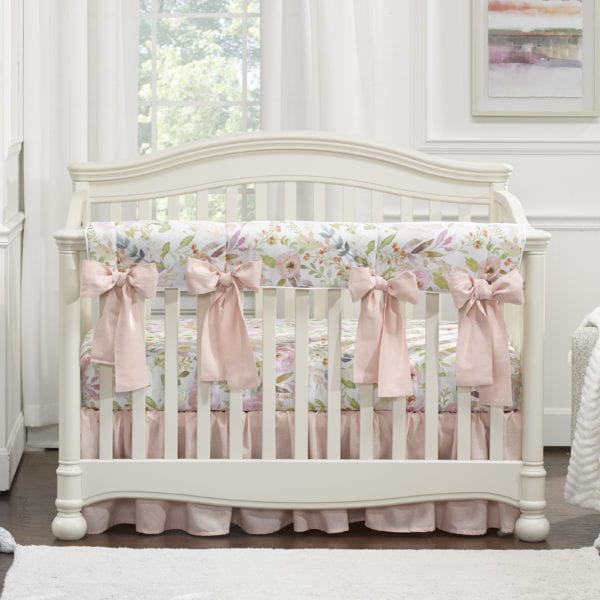 Liz and Roo Blush Watercolor Floral Crib Rail Cover