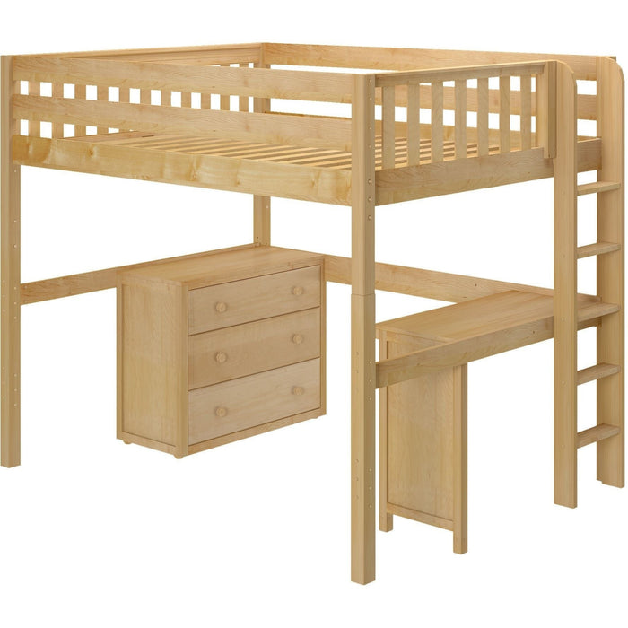 Maxtrix Full XL High Loft Bed with Straight Ladder on End, Corner Desk and Dresser