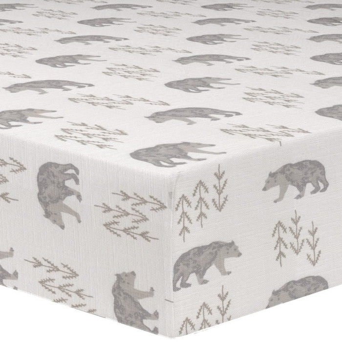Liz and Roo Cubby Bear and Gray Crosshatch Crib Bedding Set