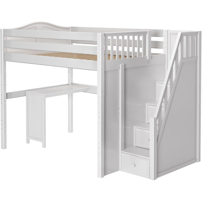 Maxtrix Full High Loft Bed with Stairs with Corner Desk