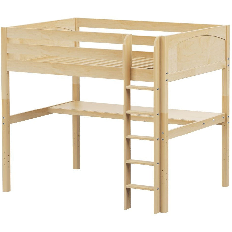 Maxtrix Full High Loft Bed with Straight Ladder and Long Desk — Decor4Kids