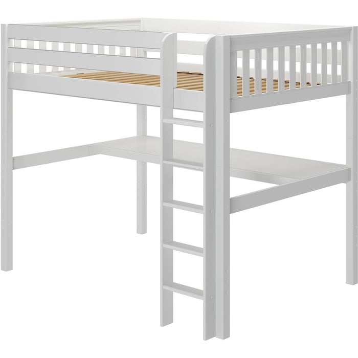 Maxtrix Full XL High Loft Bed with Straight Ladder and Long Desk