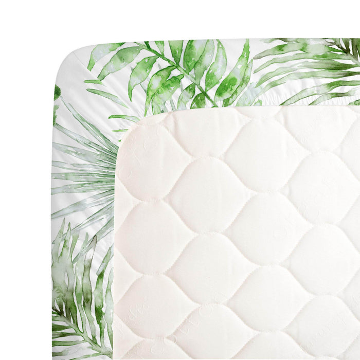 Liz and Roo Green Painted Tropical Changing Pad Cover