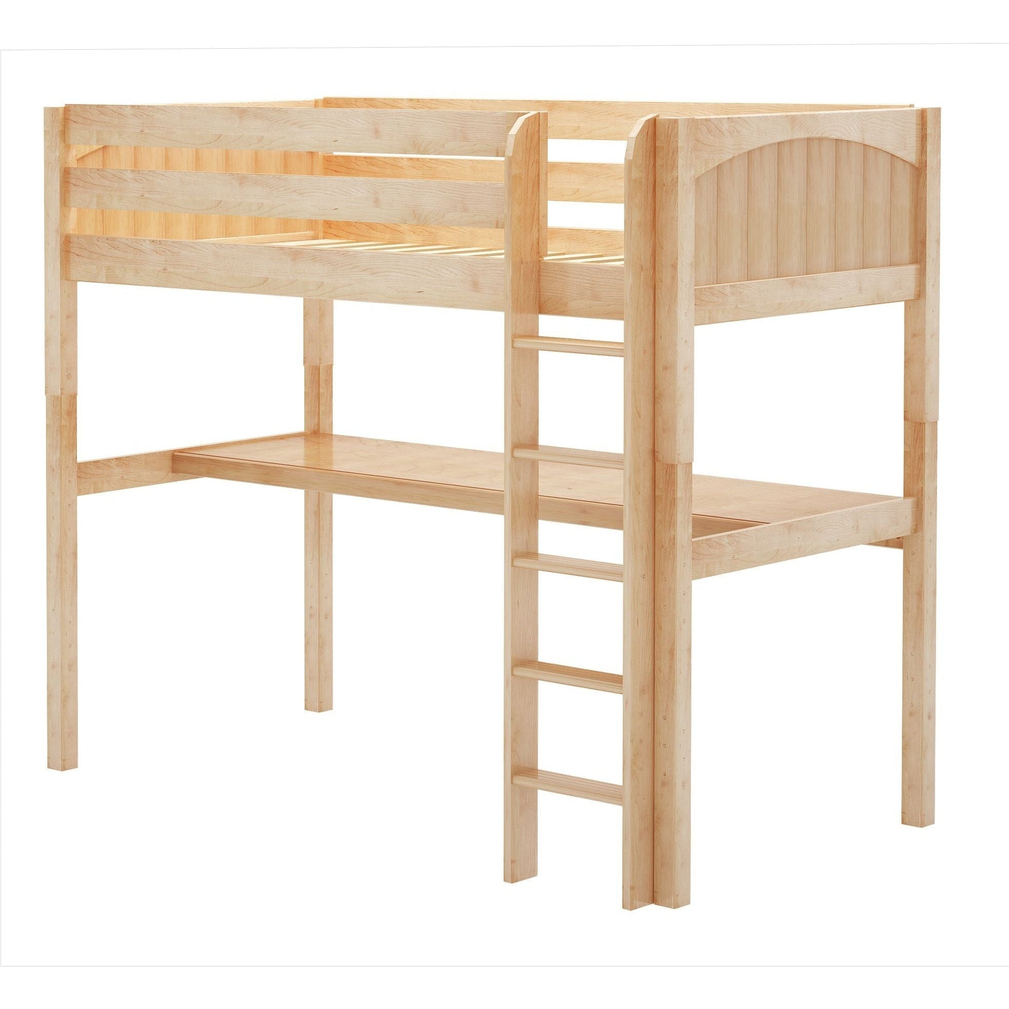 Maxtrix Twin High Loft Bed with Straight Ladder and Long Desk — Decor4Kids
