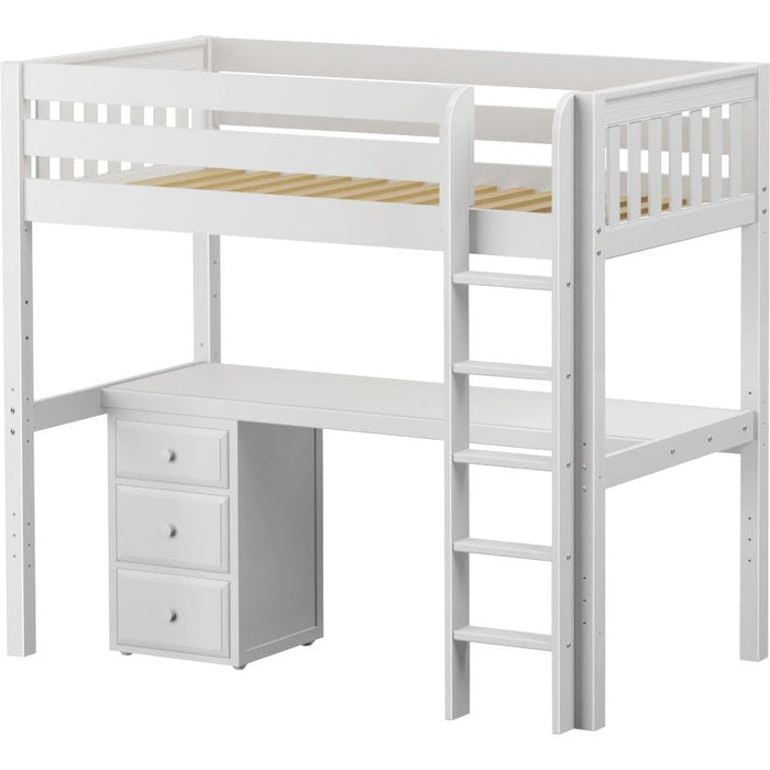 Maxtrix Twin High Loft Bed with Straight Ladder and Long Desk