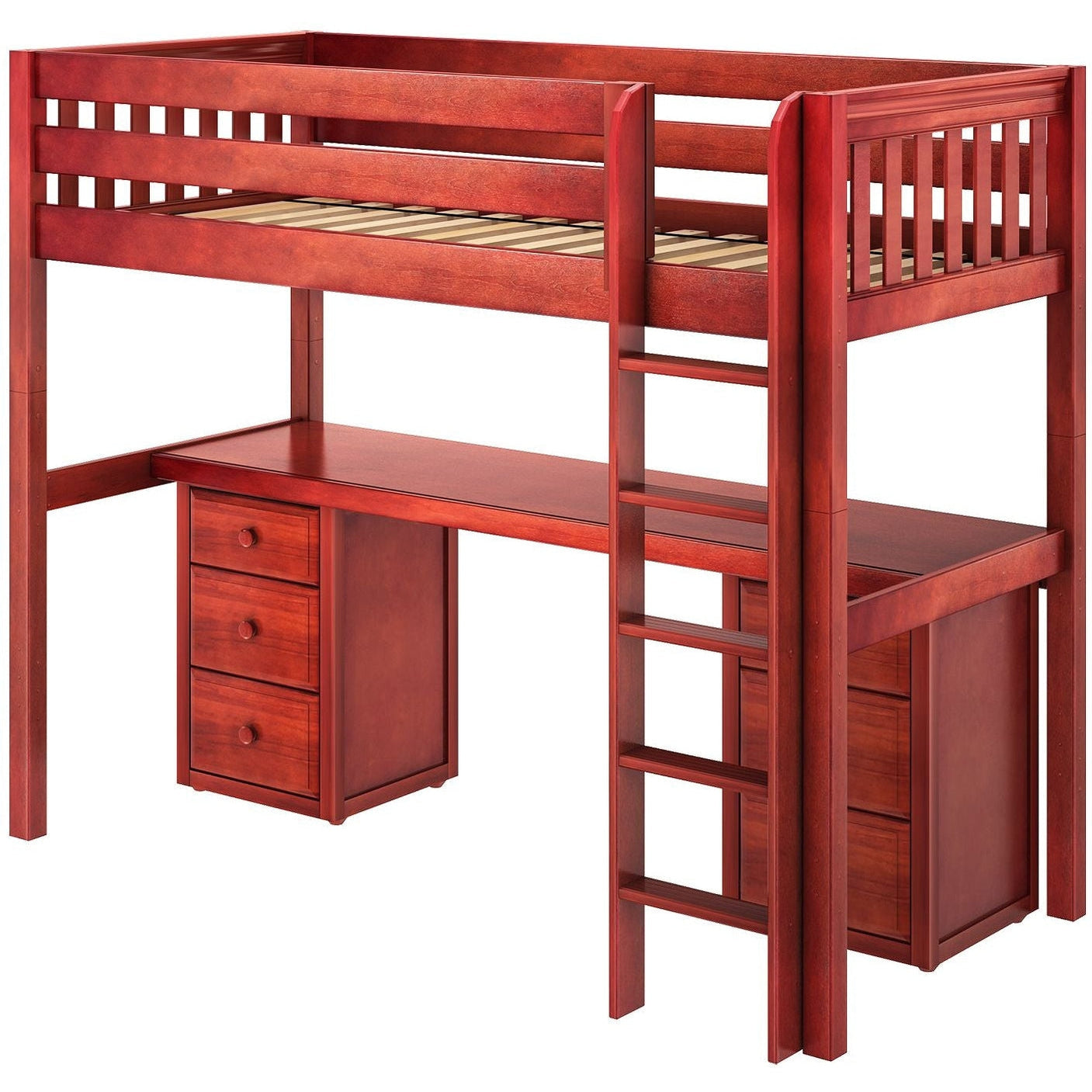 Maxtrix Twin XL High Loft Bed with Straight Ladder and Long Desk ...