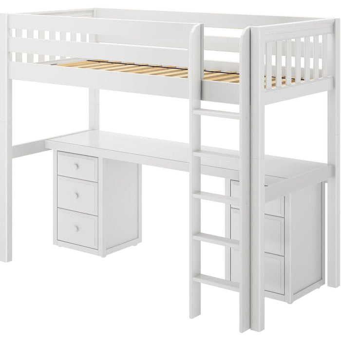 Maxtrix Twin XL High Loft Bed with Straight Ladder and Long Desk