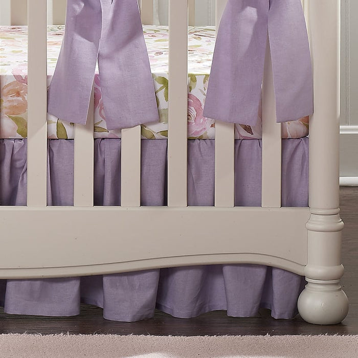 Liz and Roo Lavender Linen Crib Skirt (Gathered) 16" Drop