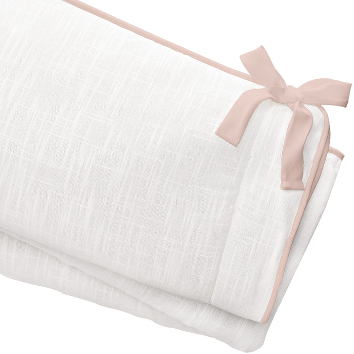 Liz and Roo Peach Linen Crib Sheet | Linen Blend Crib Sheet