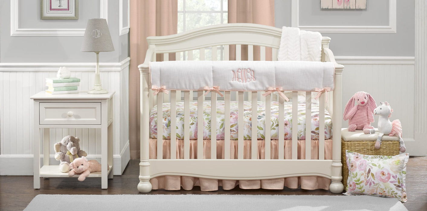 Liz and Roo Peach Linen Crib Sheet | Linen Blend Crib Sheet