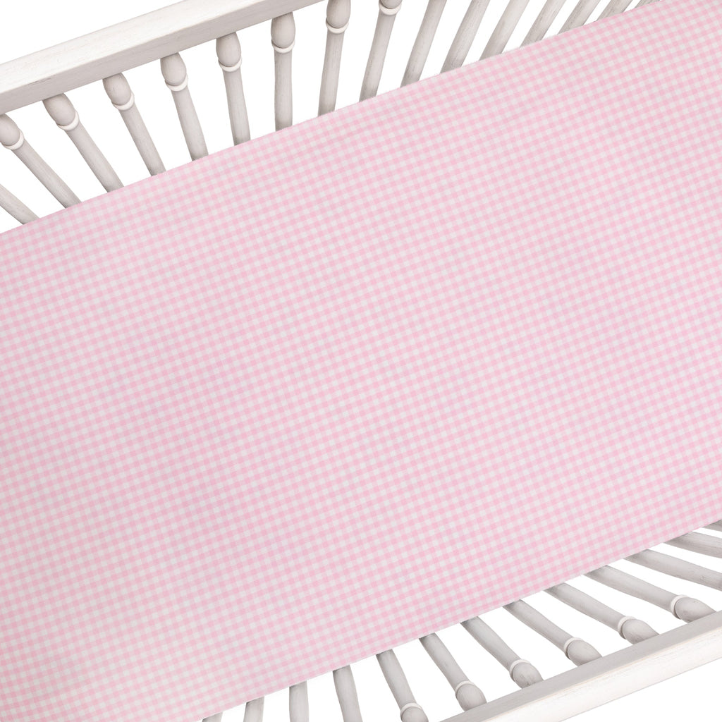 Liz and Roo Pink Gingham Crib Sheet — Decor4Kids