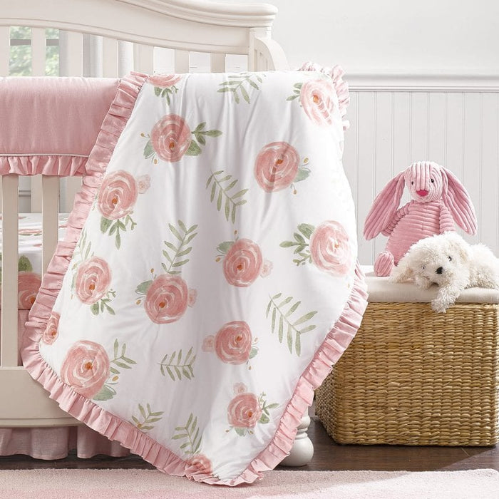Liz and Roo Pink Peony 4-pc. Crib Bedding Set (with Oversized Peony Blanket)