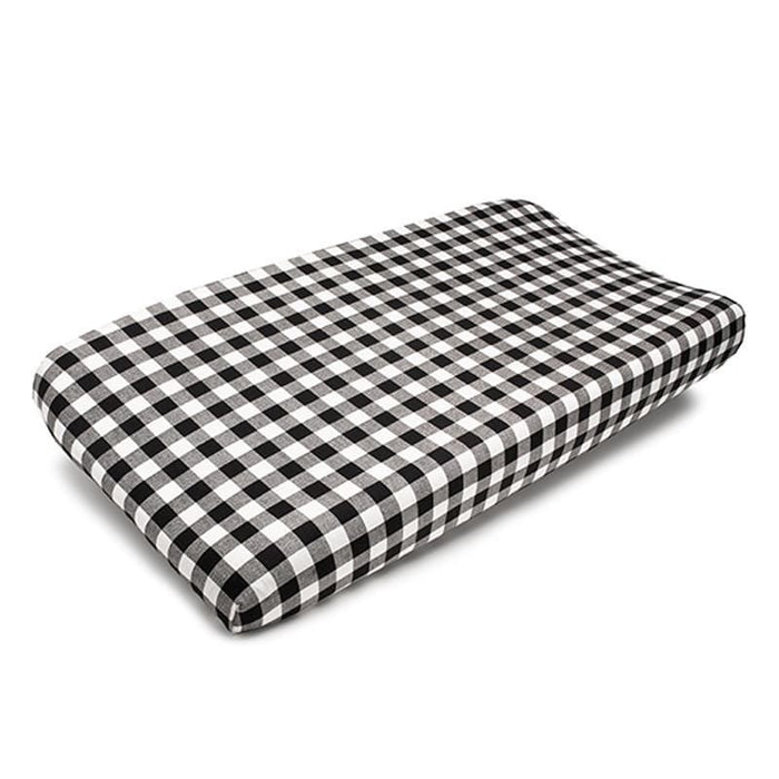 Liz and Roo Plaid (Black and White) Contoured Changing Pad Cover