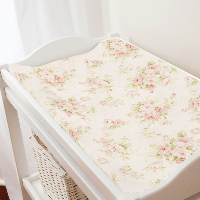 Liz and Roo Shabby Chic Pink Floral Changing Pad Cover
