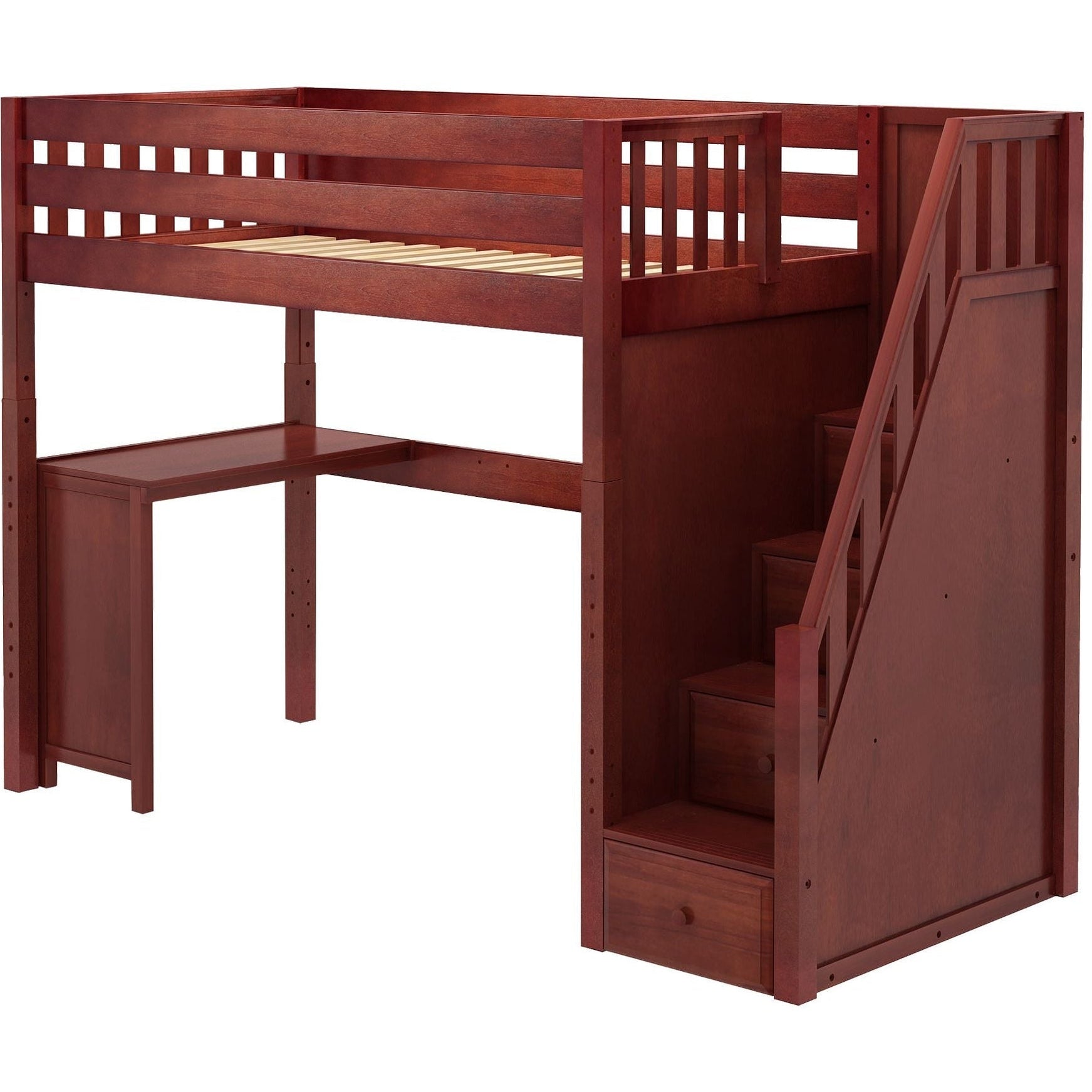 Maxtrix Twin High Loft Bed with Stairs with Corner Desk — Decor4Kids