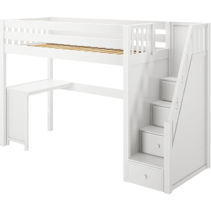 Maxtrix Twin XL High Loft Bed with Stairs with Corner Desk
