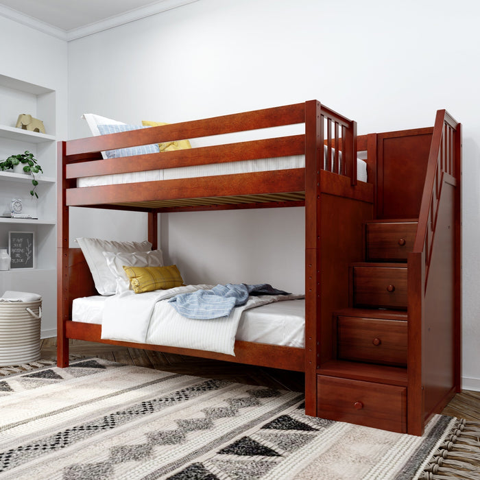 Maxtrix Twin Medium Bunk Bed with Stairs