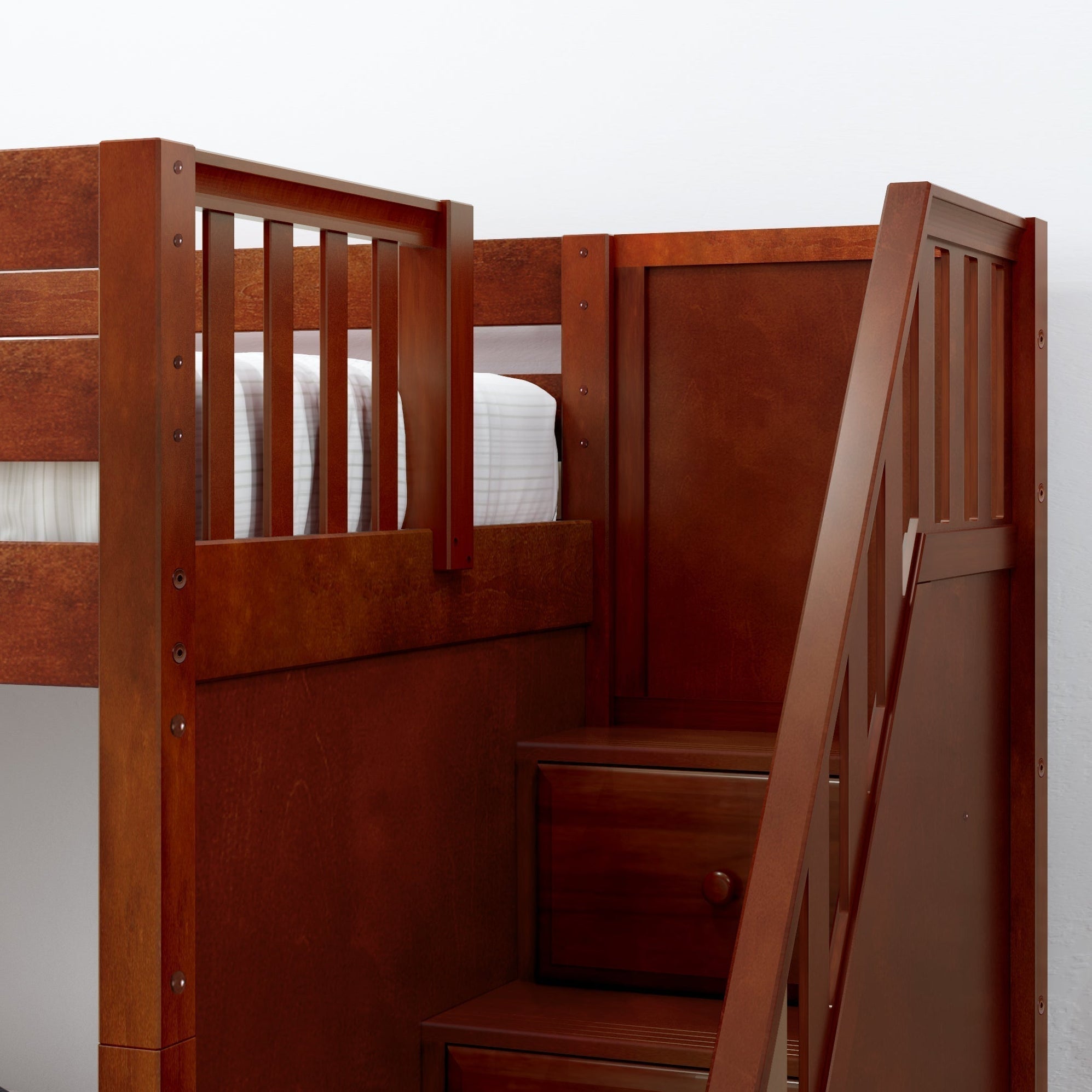Maxtrix Twin High Loft Bed with Stairs with Corner Desk — Decor4Kids