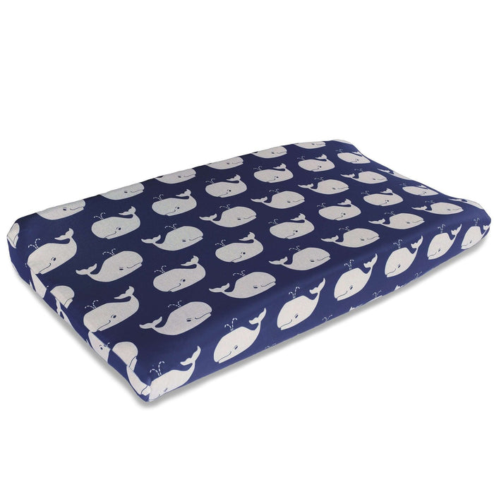 Liz and Roo White Whale Tails Contoured Changing Pad Cover