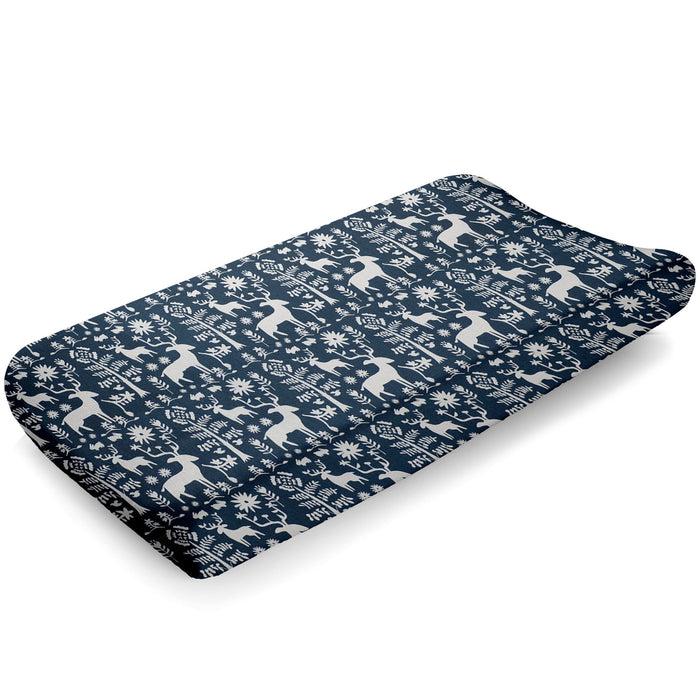 Liz and Roo Woodland Forest (Navy) Contoured Changing Pad Cover